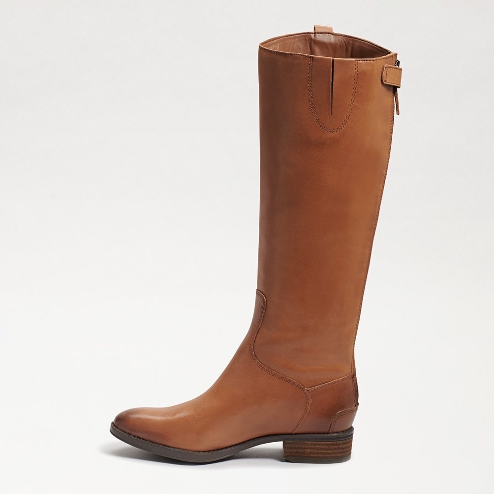 Sam Edelman Penny Whiskey Leather Tall Equestrian Back Zip Riding Boots - Picture 4 of 16